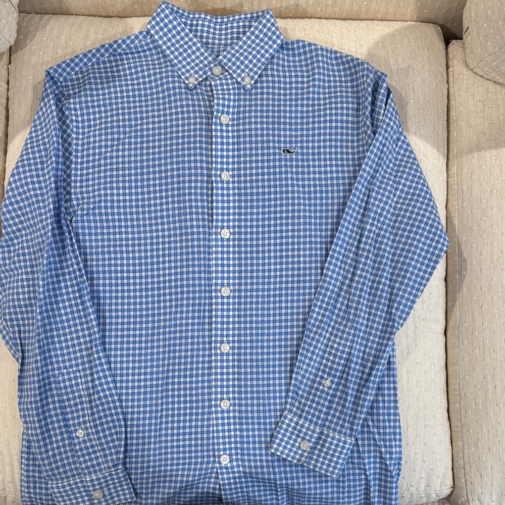 Vineyard Vines Blue Gingham Button-Down Shirt
